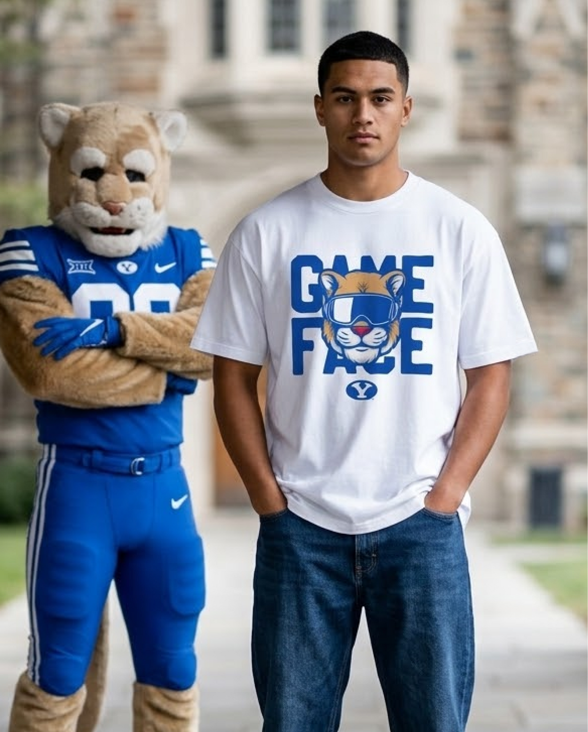 BYU Cosmo Game Face White Tee